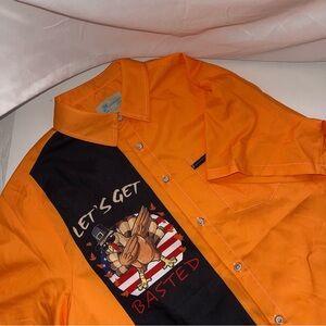 Men Hawaiian Shirts Button Down Short Sleeve ‘Let’s Get Basted’ Size XL